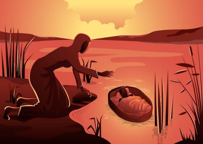 Moisés Bebê no rio descrito em Êxodo